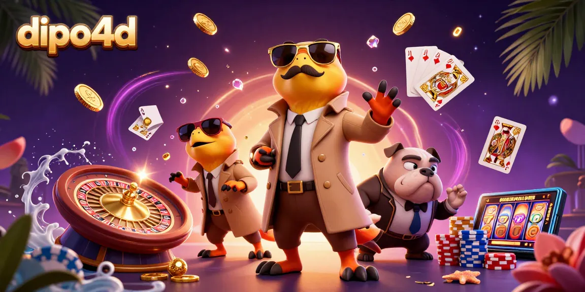 Experience thrilling gambling with dipo4d: 3D cartoon raptors in a trench coat at a VIP casino.