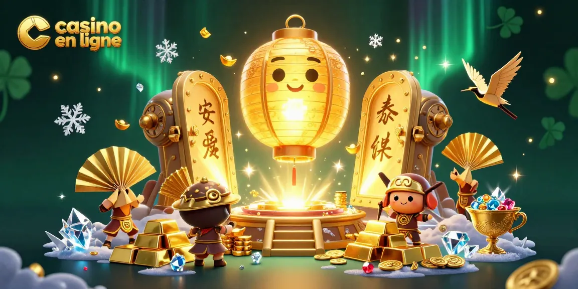 Profitez du jeu captivant dans un casino en ligne animé avec des personnages lumineux et des trésors dorés.