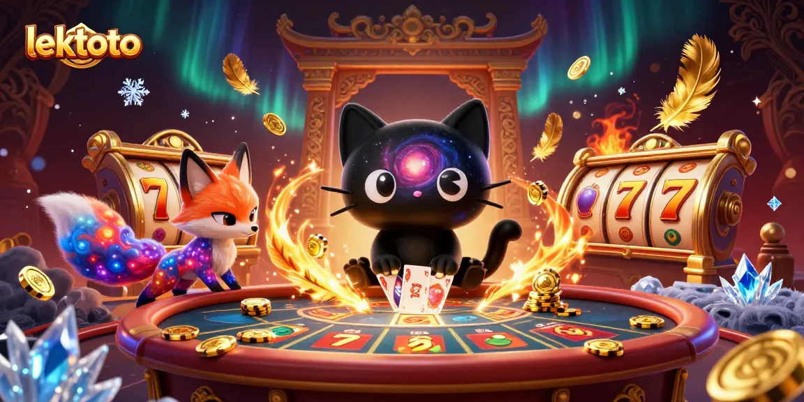 Experience excitement at lektoto with a cosmic cat and enchanted fox drawing in golden chips.
